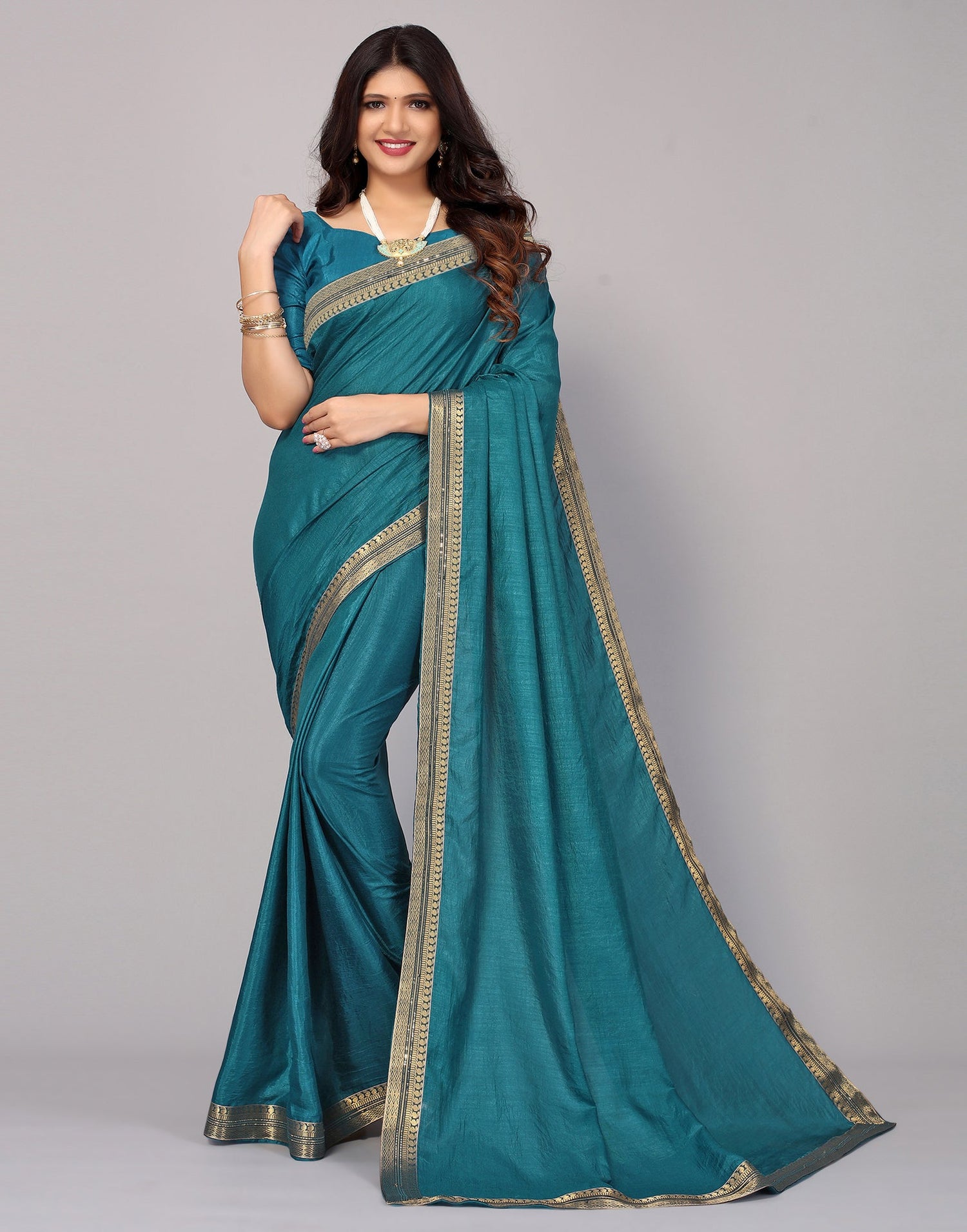 Teal Blue Silk Saree