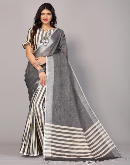 Grey Cotton Saree
