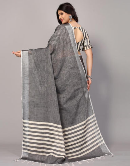 Grey Cotton Saree