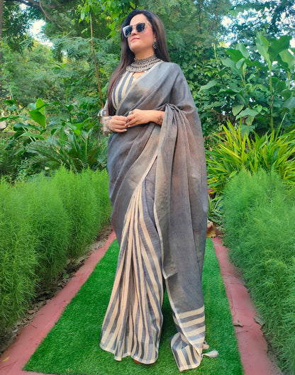 Grey Cotton Saree