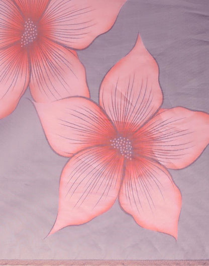 Grey And Light Pink Organza Saree
