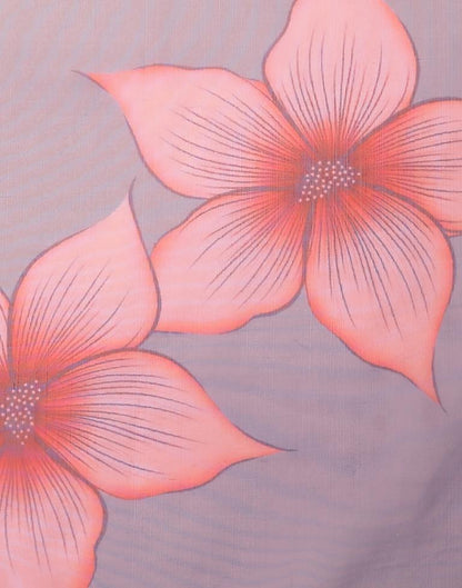 Grey And Light Pink Organza Saree