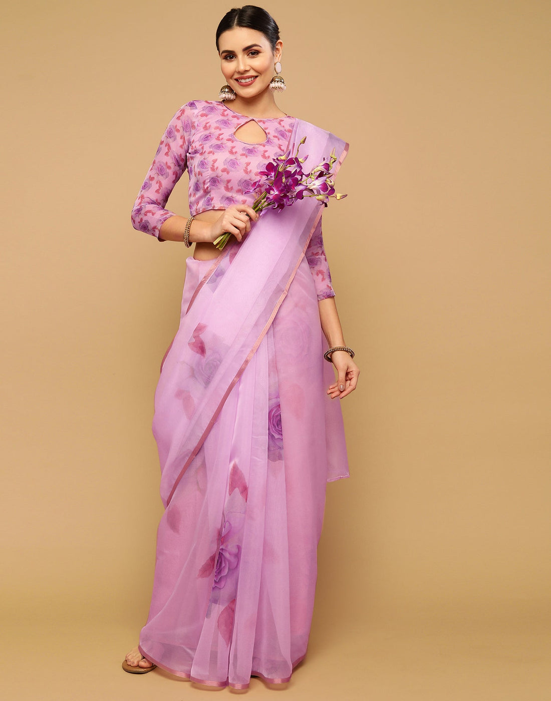 Light Pink Organza Saree