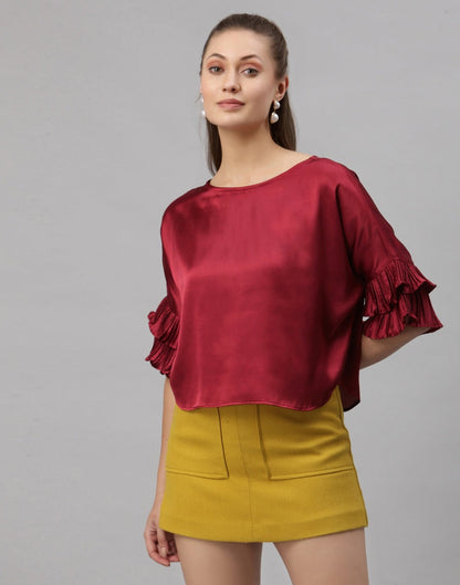 Maroon Box Fit Top | SLV259TK5023