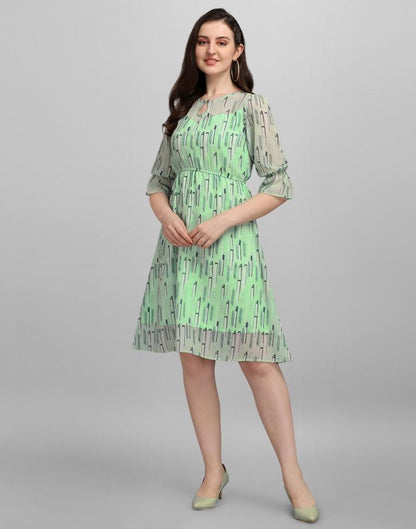 Pista Green Coloured Georgette Printed Dress | SLV260TK5034