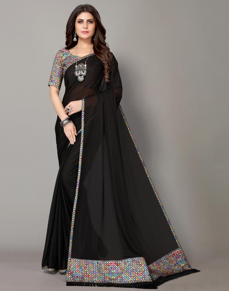 Green black saree (Ready-to-wear) – Label Tasos