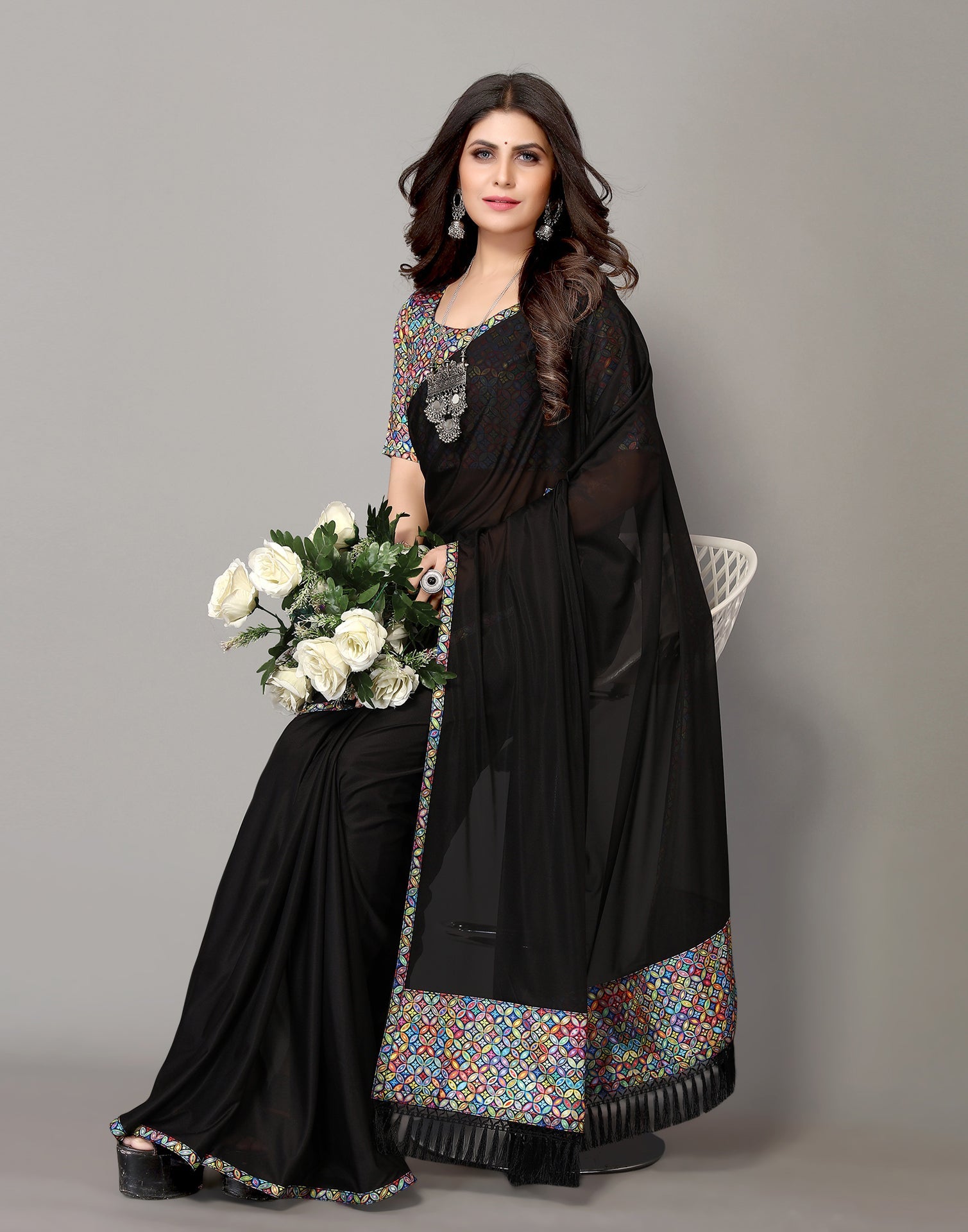 Buy Black Sarees for Women by Hritika Online | Ajio.com