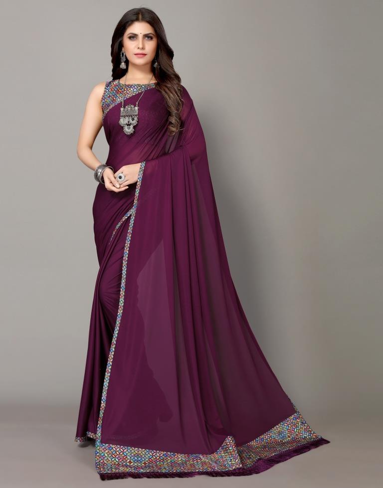 Wine Plain Saree – Surat supplier