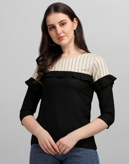 Black Colored Rayon Colour Block Top | SLV263TK5051