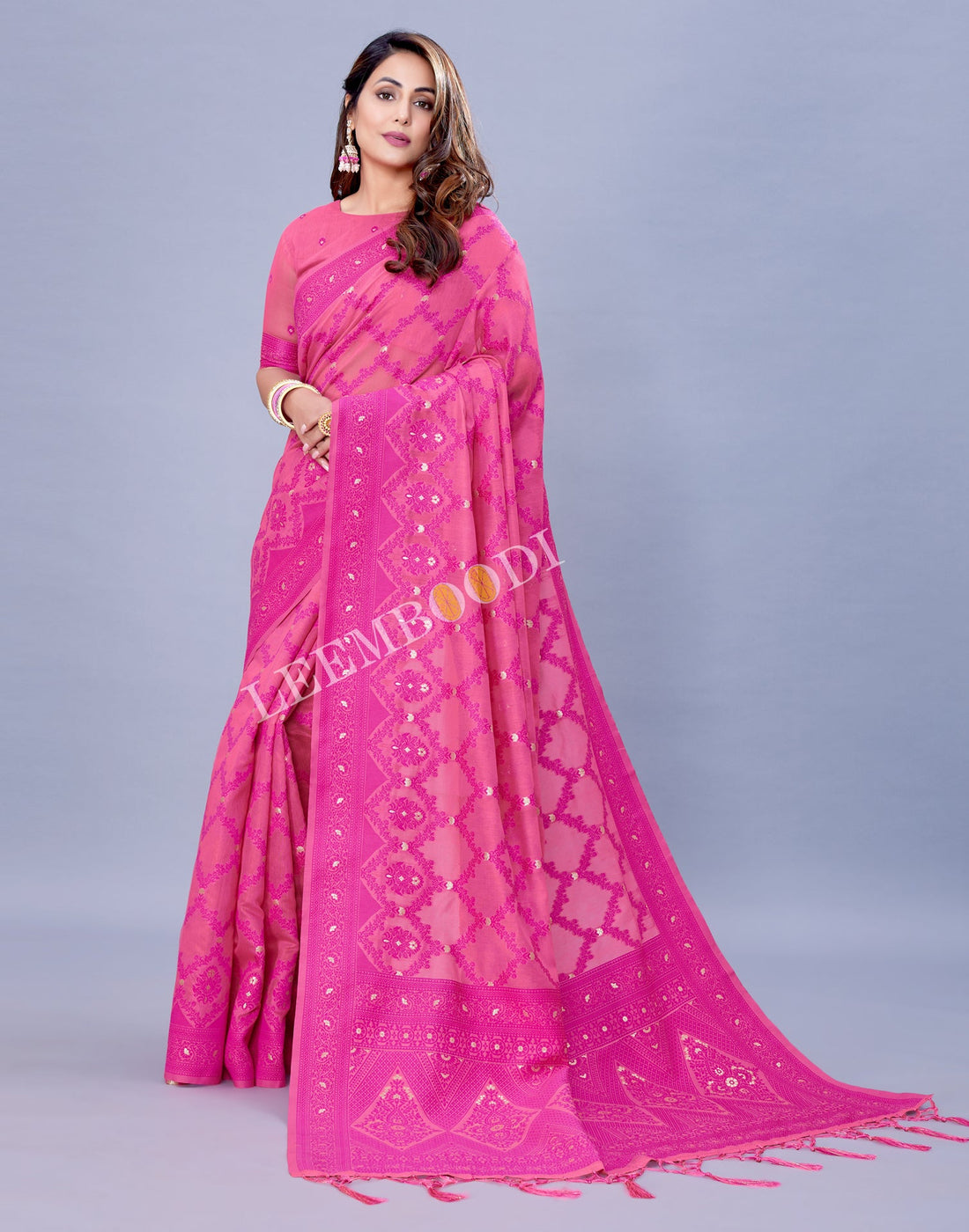 Pink Cotton Saree