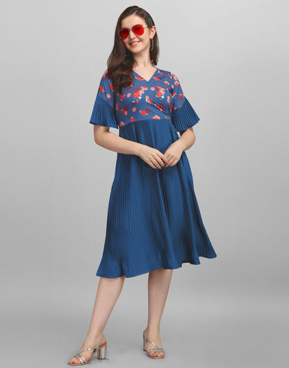 Teal Pleated Dress