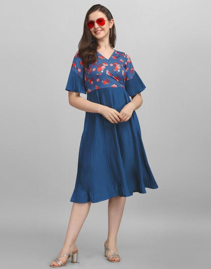 Teal Pleated Dress