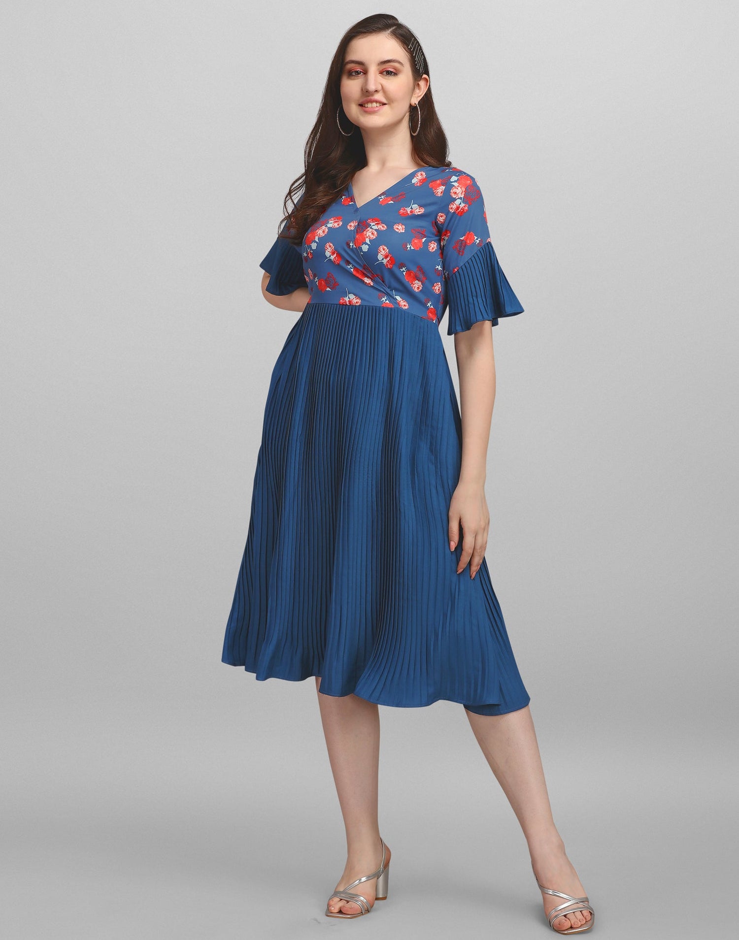 Teal Pleated Dress