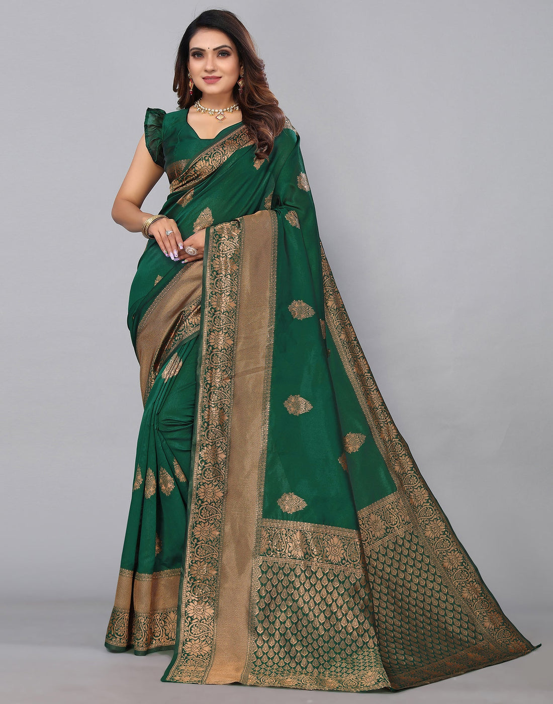 Dark Green Banarasi Silk Saree