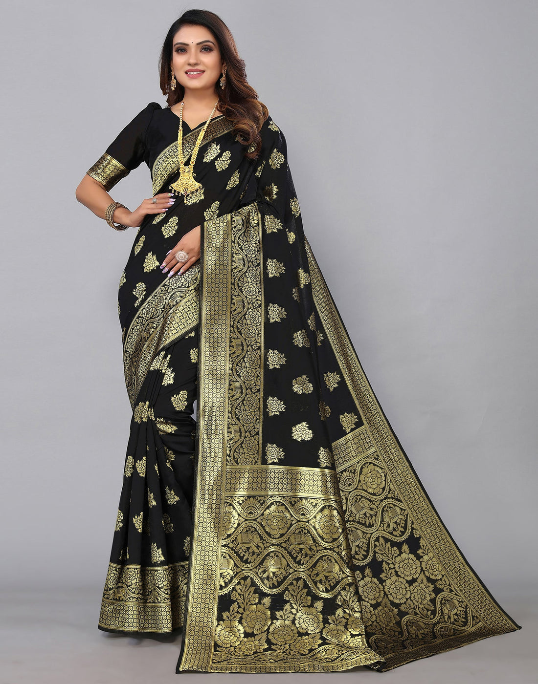 Black Banarasi Silk Saree