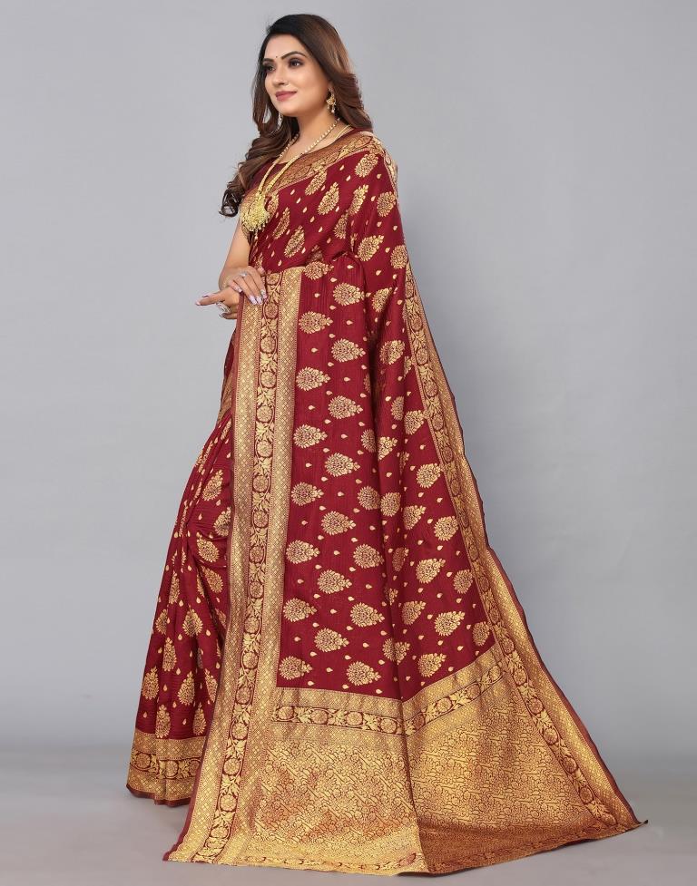 Maroon Banarasi Silk Saree