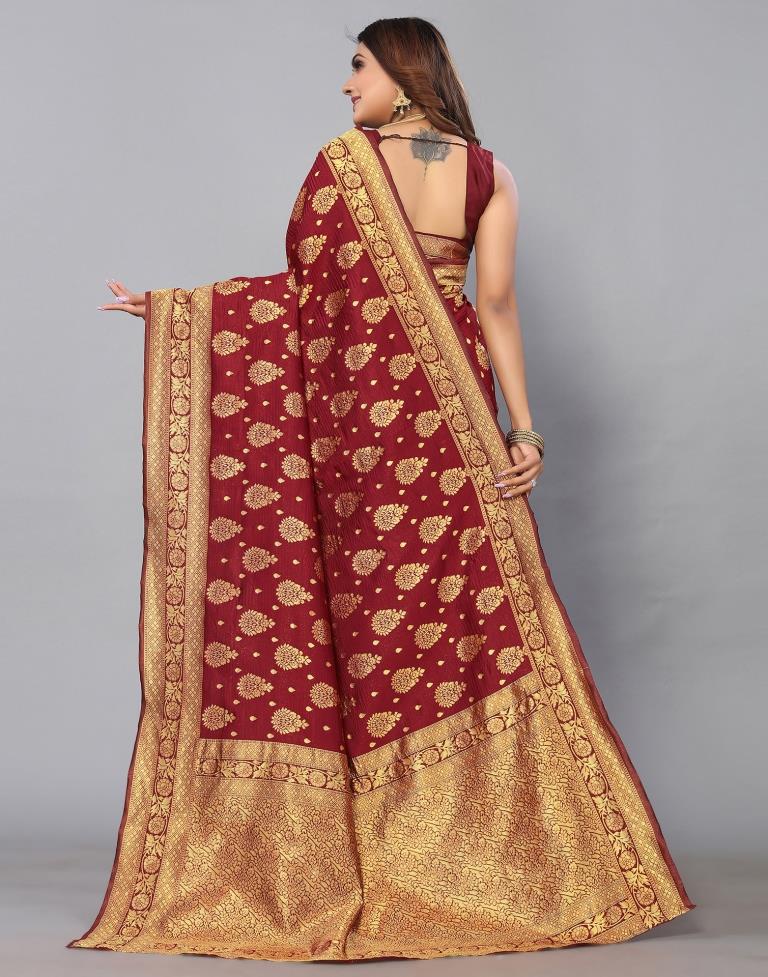 Maroon Banarasi Silk Saree