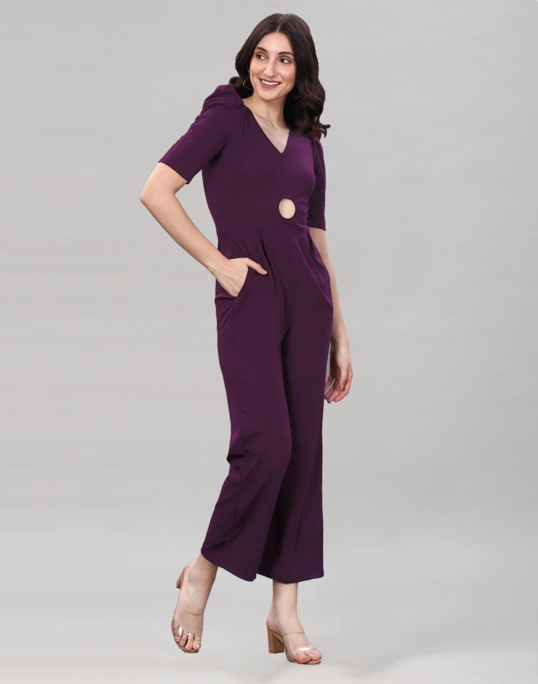 Wine Puff Sleeve Jumpsuits | SLV273TK6093