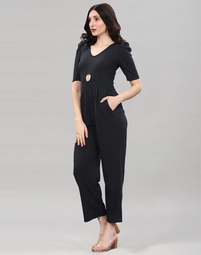Black Puff Sleeve Jumpsuits | SLV273TK6094