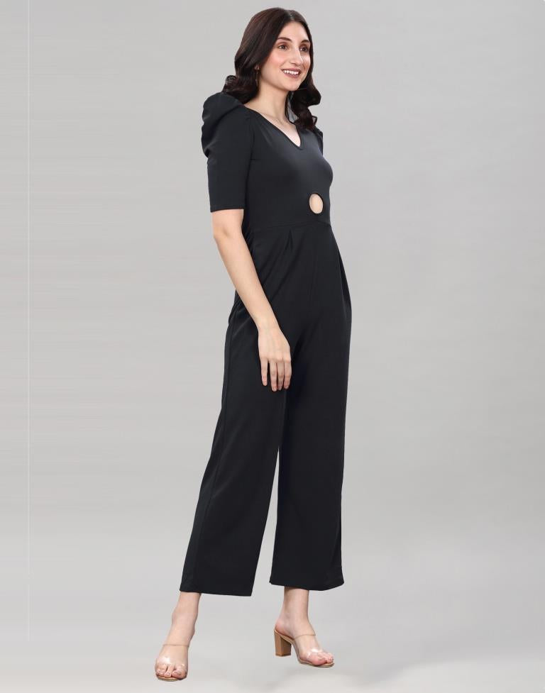 Black Puff Sleeve Jumpsuits | SLV273TK6094