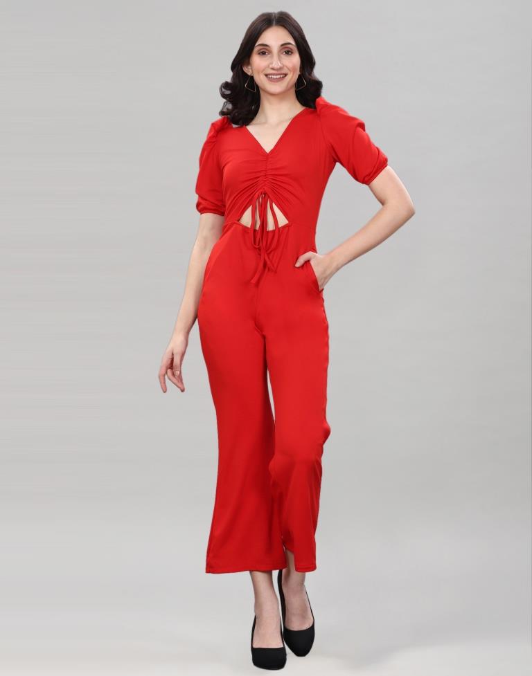 Red Knitted Jumpsuits
