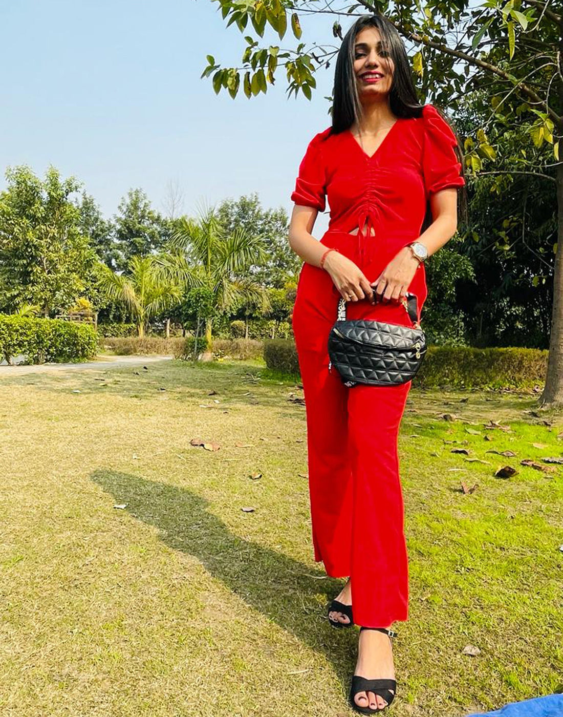 Red Knitted Jumpsuits