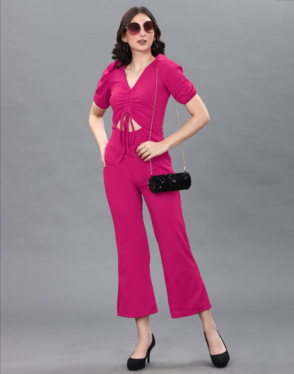 Hot Pink Knitted Jumpsuit