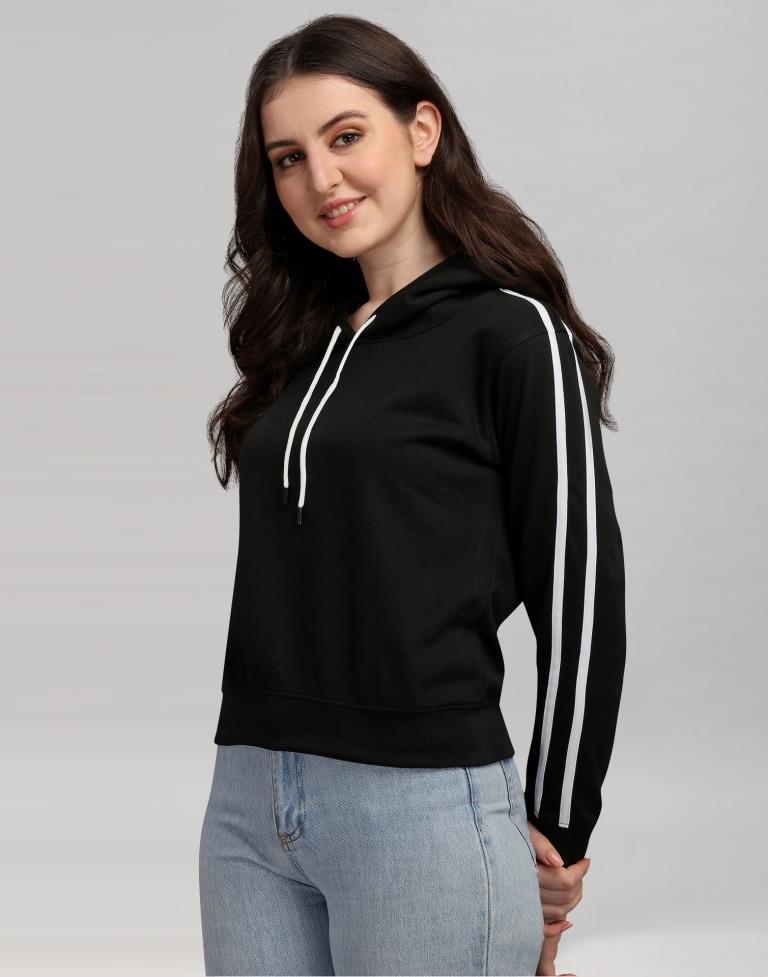 Black Cotton Hoodie | SLV281TK126
