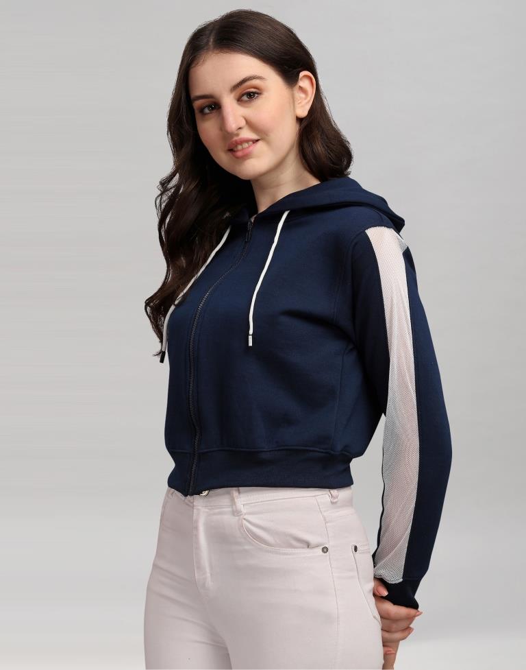 Navy Blue Cotton Hoodie | SLV282TK131