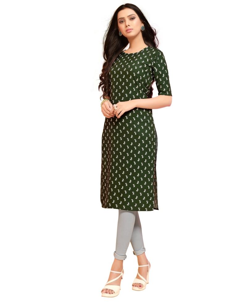 Green Printed Crepe Kurti | SLV289K467