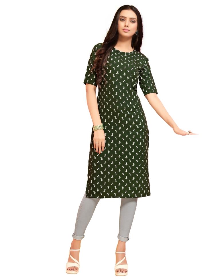 Green Printed Crepe Kurti | SLV289K467