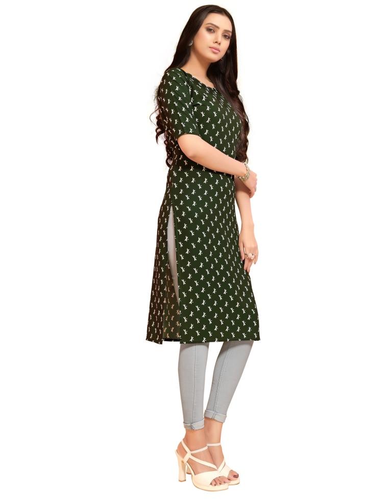 Green Printed Crepe Kurti | SLV289K467