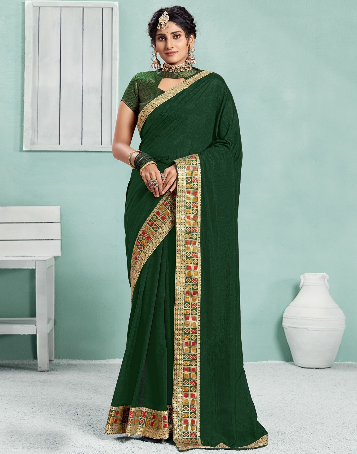 Buy Partywear Sareewedding Sareesatin Silk Sareeplain Saree With Designer  Blousecasual Indian Sareewith Blouse gift Sareedark Green Saree Online in  India - Etsy | Plain saree, Saree designs, Satin saree