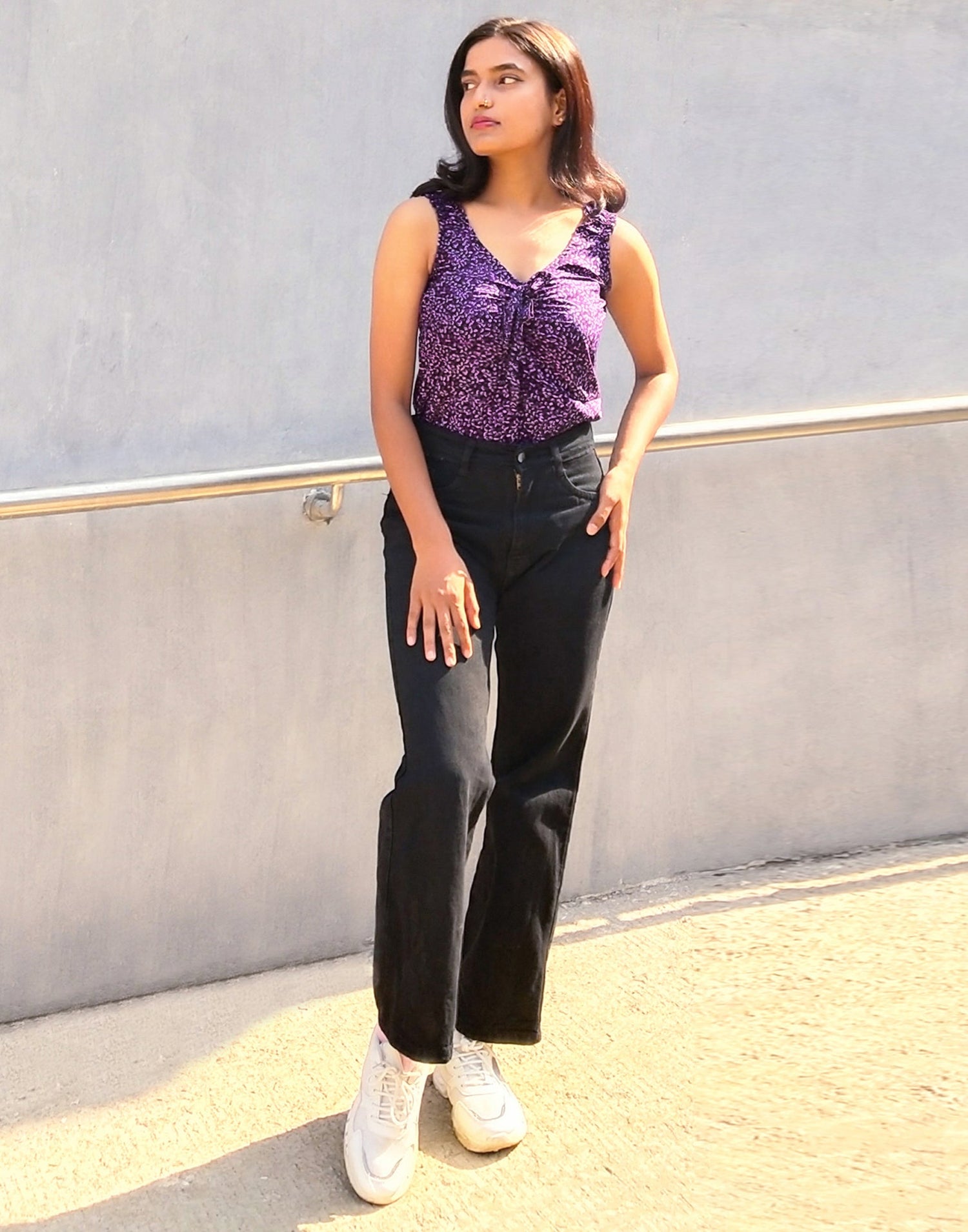 Purple Printed Top | SLV294TK158