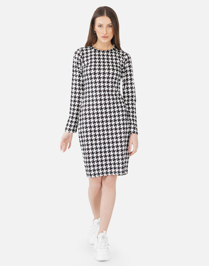 Black and White Printed Bodycon | SLV301TK8023