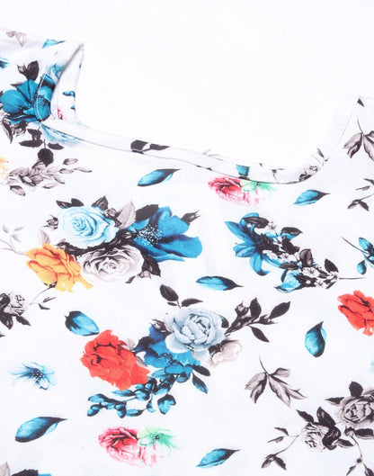 White and Multicoloured Printed Bodycon | SLV302TK8033