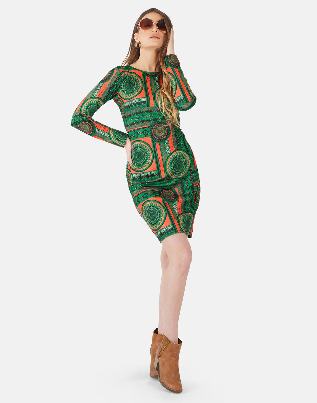 Green Printed Bodycon | SLV303TK8042