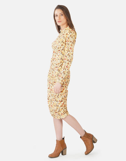 Light Yellow Printed Bodycon | SLV303TK8043