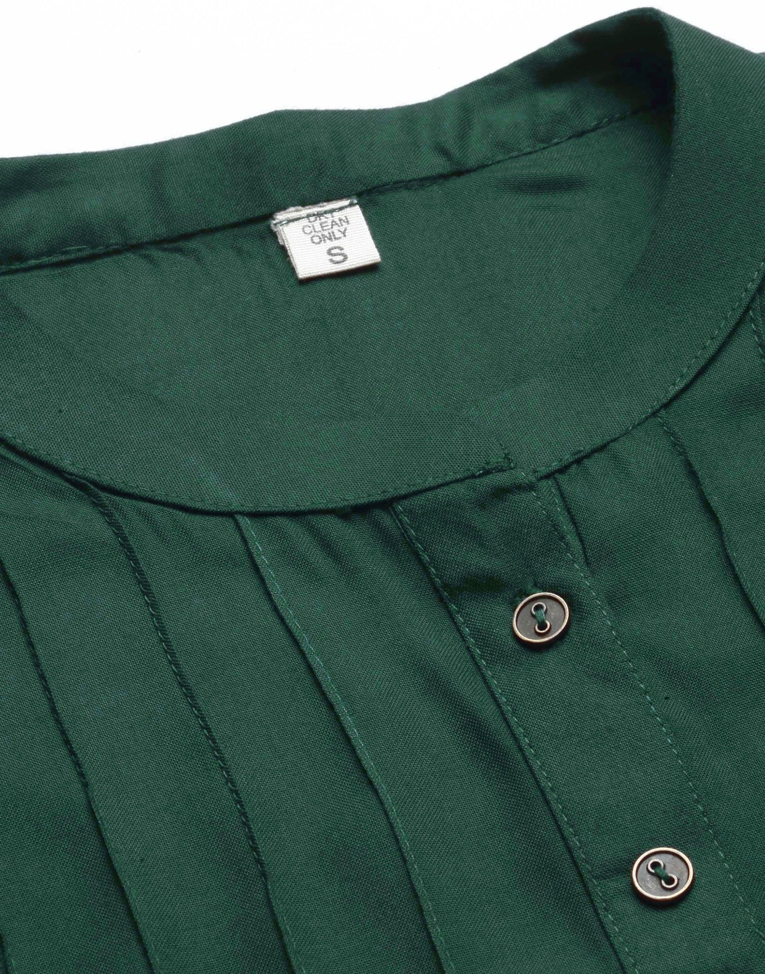 Bottle Green Pleated Tops