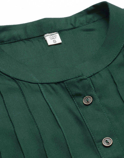 Bottle Green Pleated Tops
