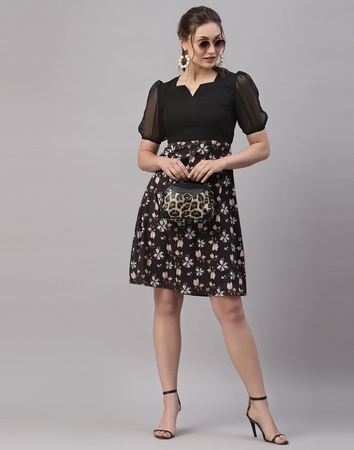 Black Puffed Sleeve Dress