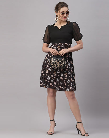 Black Puffed Sleeve Dress