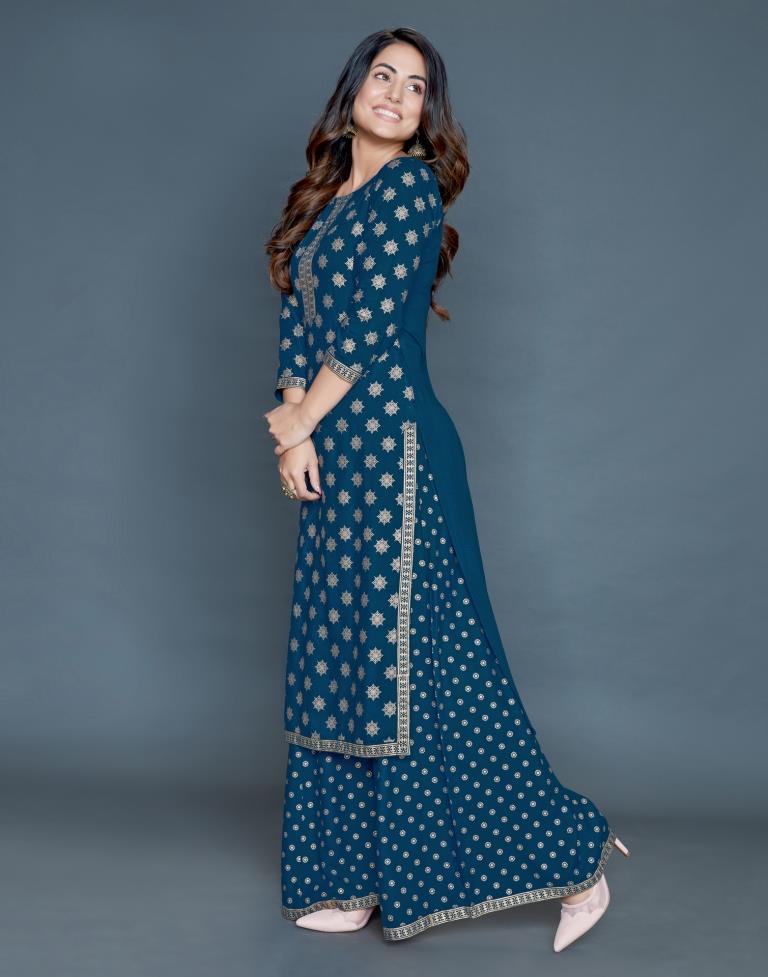 Maroon Printed Kurta Palazzo Set | SLV316K711_29TK111