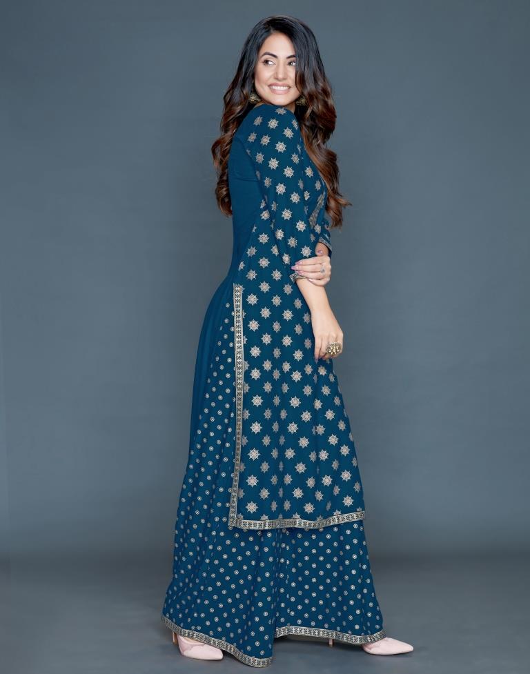 Maroon Printed Kurta Palazzo Set | SLV316K711_29TK111
