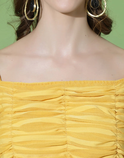 Yellow Ruched Smocked Top