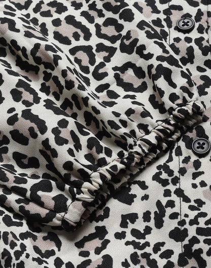 Off White Animal Printed Short Dress