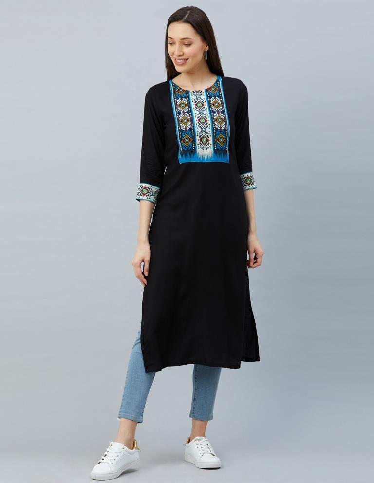 Black Printed Kurti | SLV324K792