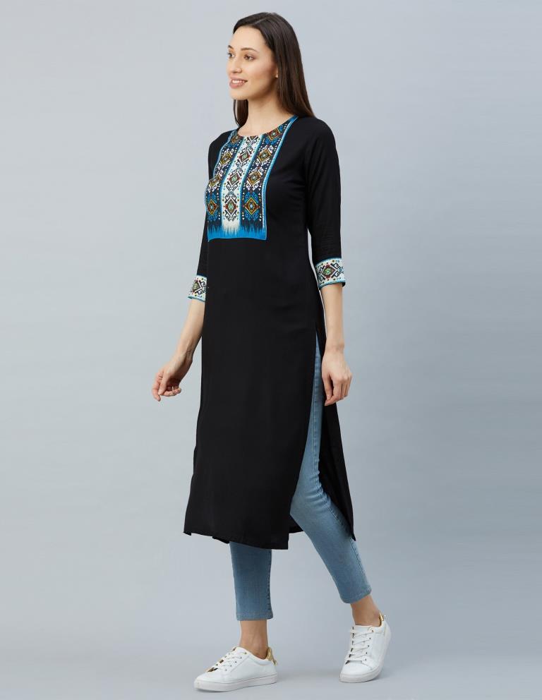 Black Printed Kurti | SLV324K792