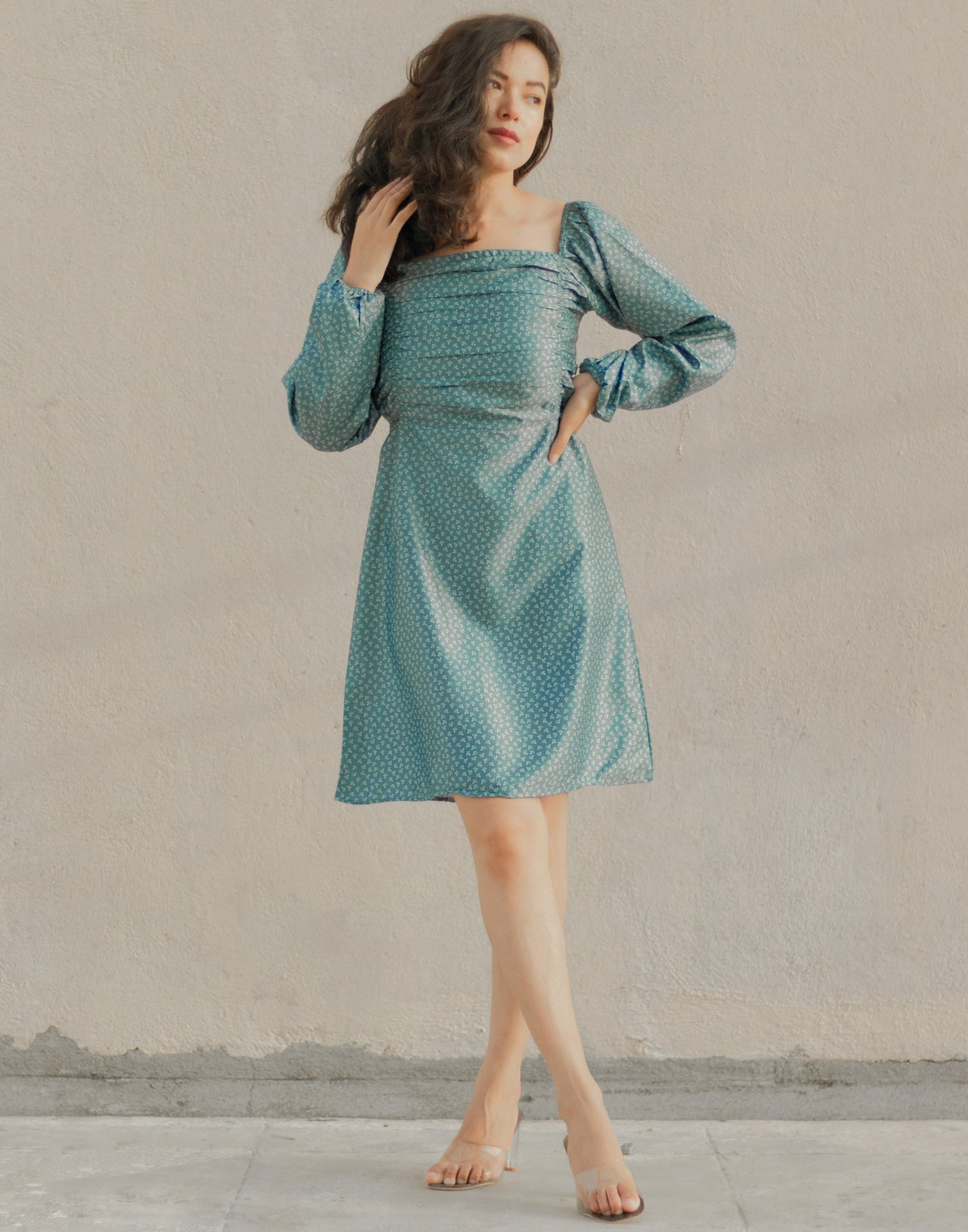 Light Blue Drawstring Dress