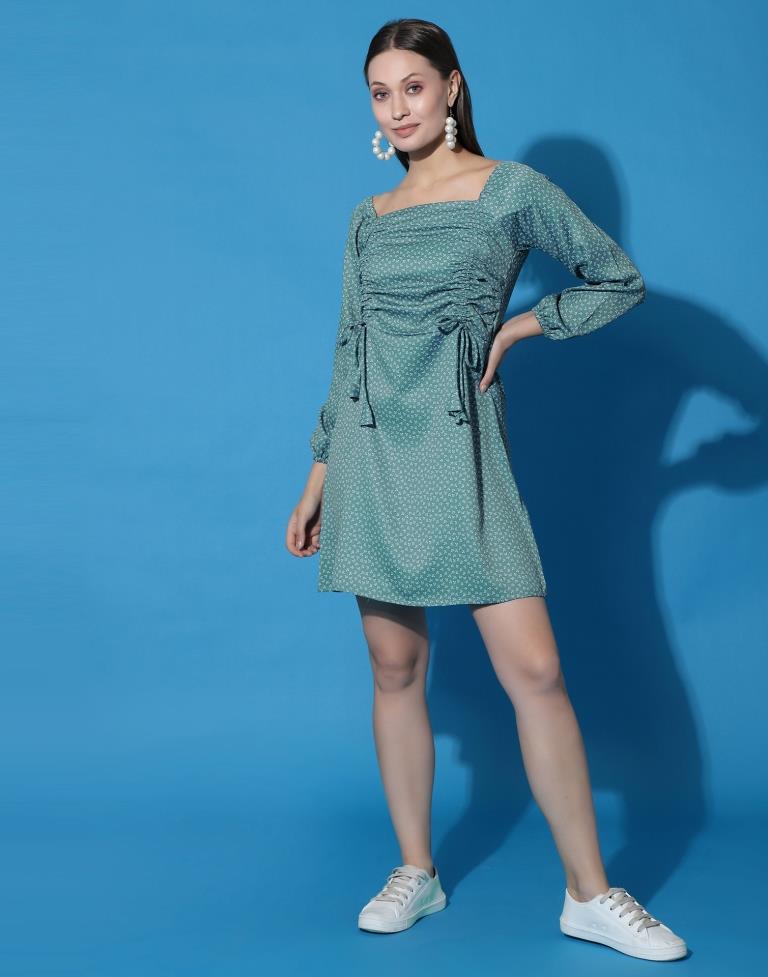 Light Blue Drawstring Dress